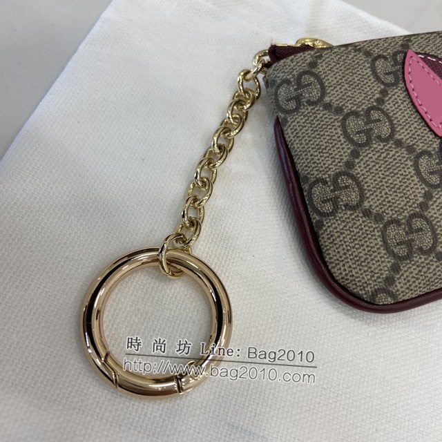 Gucci專櫃古馳最新款飾小紅貓細節GG迷你錢包零錢包 jh2029型號：818768